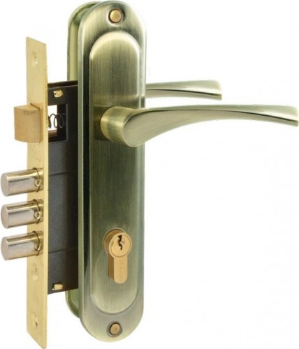 Замок врезной НОРА-М 710-62 цилиндровый комплект с ручками "Старая бронза" 16981