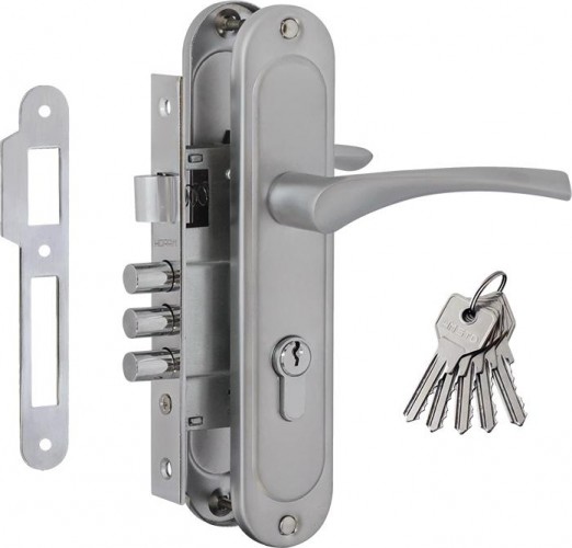 Замок врезной НОРА-М 710-62 цилиндровый комплект с ручками "Матовый хром/Хром" 16983