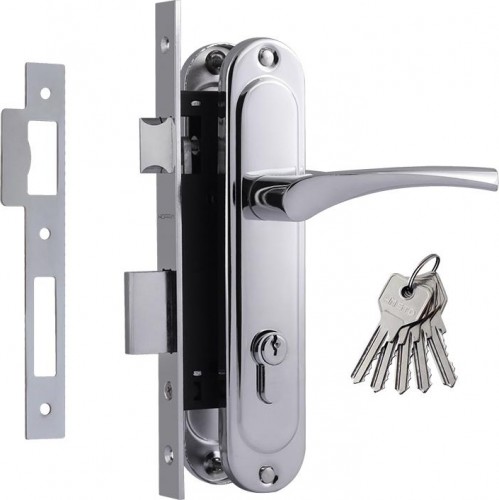 Замок врезной НОРА-М 710-70 цилиндровый комплект с ручками "Хром" 16986