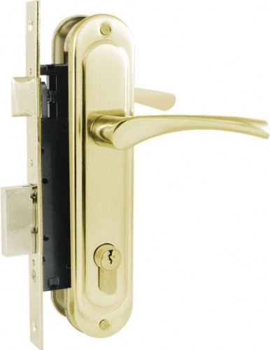 Замок врезной НОРА-М 710-70 цилиндровый комплект с ручками "Золото" 16984