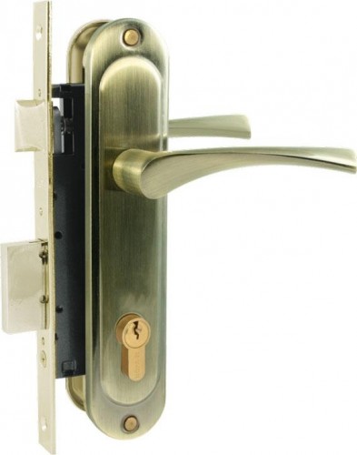 Замок врезной НОРА-М 710-70 цилиндровый комплект с ручками "Старая бронза" 16985