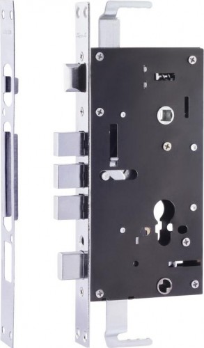 Замок врезной НОРА-М КЗВР-1А левый для китайских дверей "Хром" автомат. 18726