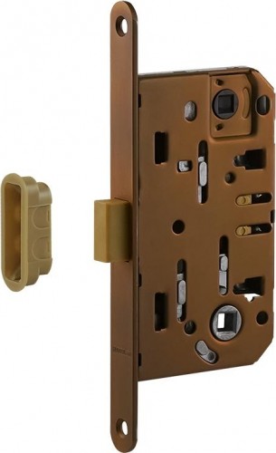 Замок врезной НОРА-М М13М-96 мм под фиксатор с магнитным ригелем "Матовый кофе" 18966