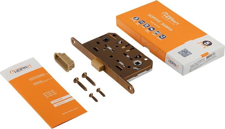 Замок врезной НОРА-М М13М-96 мм под фиксатор с магнитным ригелем "Матовый кофе" 18966 - изображение 3