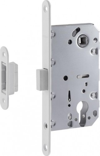 Замок врезной НОРА-М М25М-85 мм цилиндровый с магнитным ригелем "Белый" 18580