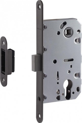 Замок врезной НОРА-М М25М-85 мм цилиндровый с магнитным ригелем "Графит" 18578