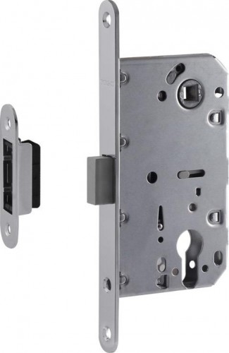 Замок врезной НОРА-М М25М-85 мм цилиндровый с магнитным ригелем Хром" 14749