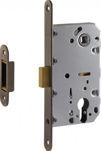 Замок врезной НОРА-М М25М-85 мм цилиндровый с магнитным ригелем "Старая бронза" 18577