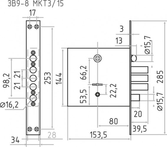 Замок врезной НОРА-М ЗВ9-8 МКТ3/15 сувальдный  16249 - изображение 3