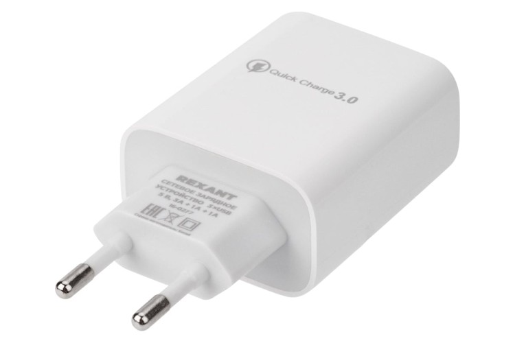Зарядное устройство REXANT 16-0277 сетевое для iPhone/iPad 3xUSB, 5v, 3A/1A/1A, белое - изображение 2