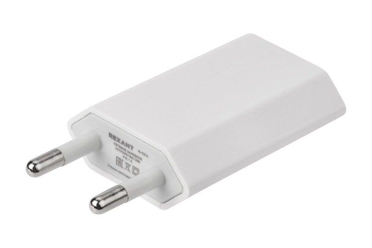 Зарядное устройство REXANT 16-0273 сетевое для iPhone/iPad USB, 5v, 1A, белое - изображение 3