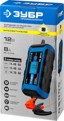 Зарядное устройство ЗУБР ЗУ-160 12B, 8A 59303 - изображение 4