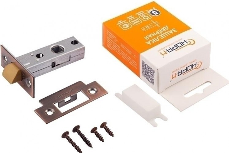 Защелка дверная НОРА-М С-45П с пластик. ригелем "Старая медь" 15469 - изображение 3