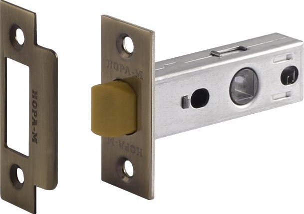 Защелка дверная НОРА-М С-45П с пластик. ригелем "Старая бронза" 15468