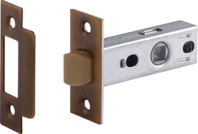 Защелка дверная НОРА-М С-45П с пластик. ригелем "Матовый кофе" 17214