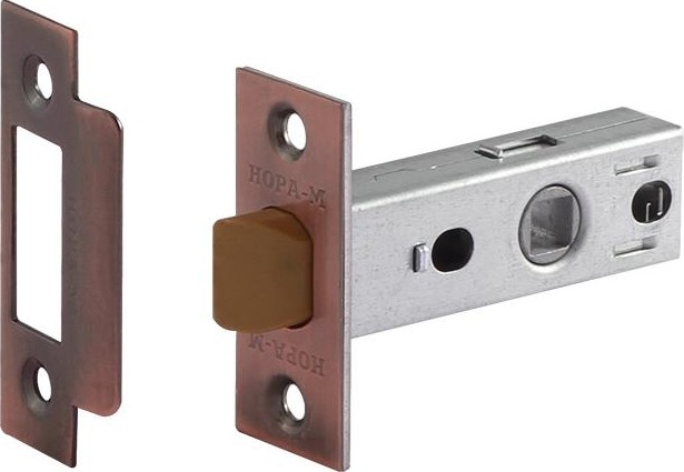 Защелка дверная НОРА-М С-45П с пластик. ригелем "Старая медь" 15469