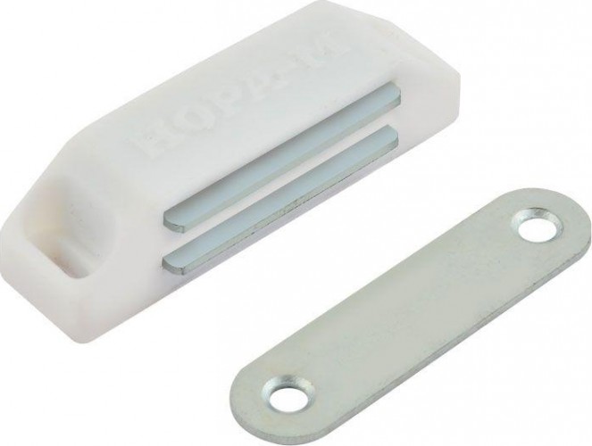 Защелка мебельная НОРА-М №2 магнитная "Белая" 9492