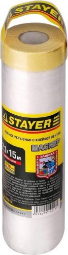Защитная пленка STAYER PROFESSIONAL с клейкой лентой "маскер", hdpe, 9мкм, 2,1х15м 12255-210-15