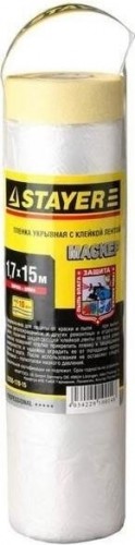 Защитная пленка STAYER PROFESSIONAL с клейкой лентой "маскер", hdpe, 9мкм, 1,7х15м 12255-170-15