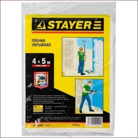 Защитная пленка STAYER STANDARD укрывочная, hdpe, 7 мкм, 4х5 м 1225-07-05