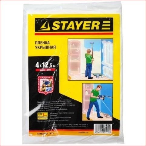 Защитная пленка STAYER STANDARD укрывочная, hdpe, 7 мкм, 4х12,5 м 1225-07-12