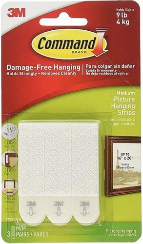 Застежки для картин средние 3M Command® (17201) белые 3 пары 7100108905