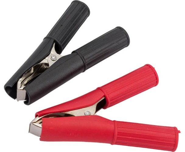 Заземляющий зажим REXANT 16-0016-9 крокодил в изоляторе, длина 75 мм, 30A, (2шт.)