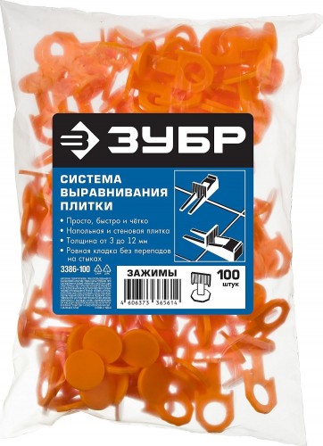 Зажим для системы выравнивания плитки ЗУБР СВП (1,0 мм 100 шт.) 33861-100 - изображение 3