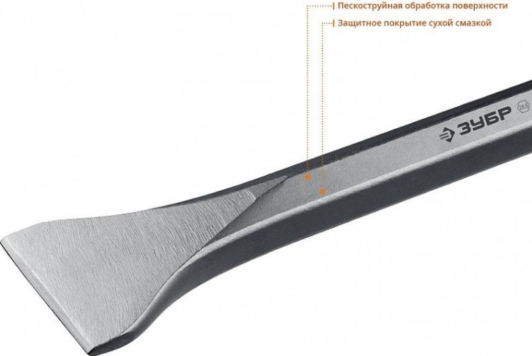 Зубило шестигранное ЗУБР ПРОФЕССИОНАЛ hex 28,6 (макита тип) лопаточное 80х400 мм 29380-80-400 - изображение 3