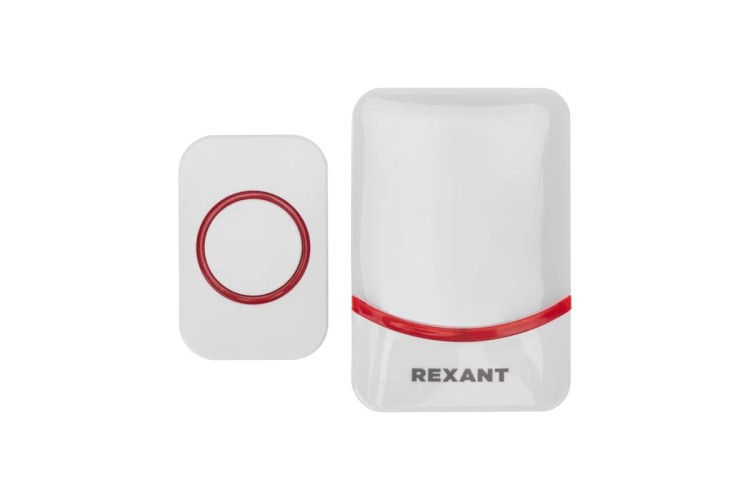 Звонок дверной беспроводной REXANT 73-0016 c цифровым кодированием, 150м IP44 (белый/красный) - изображение 2