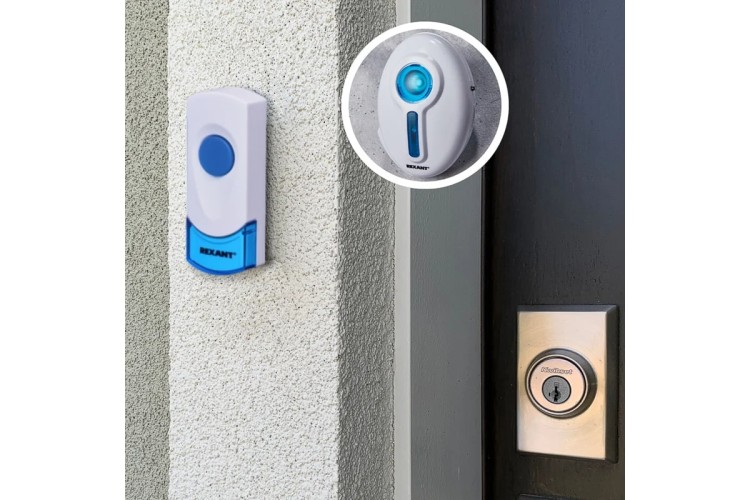 Звонок дверной REXANT 73-0060 беспров. в розетку, 100м кнопка IP44 - изображение 3