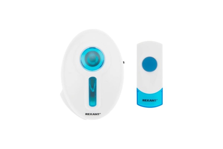 Звонок дверной REXANT 73-0060 беспров. в розетку, 100м кнопка IP44