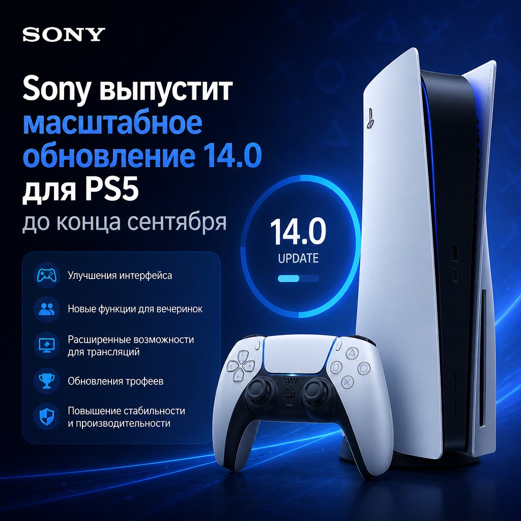 Sony выпустит масштабное обновление 14.0 для PS5 до конца сентября