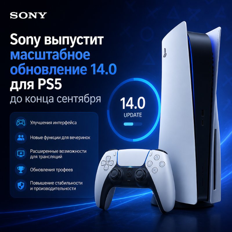 Sony выпустит масштабное обновление 14.0 для PS5 до конца сентября