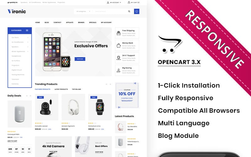 Vironic - шаблон OpenCart для мега-электронного магазина