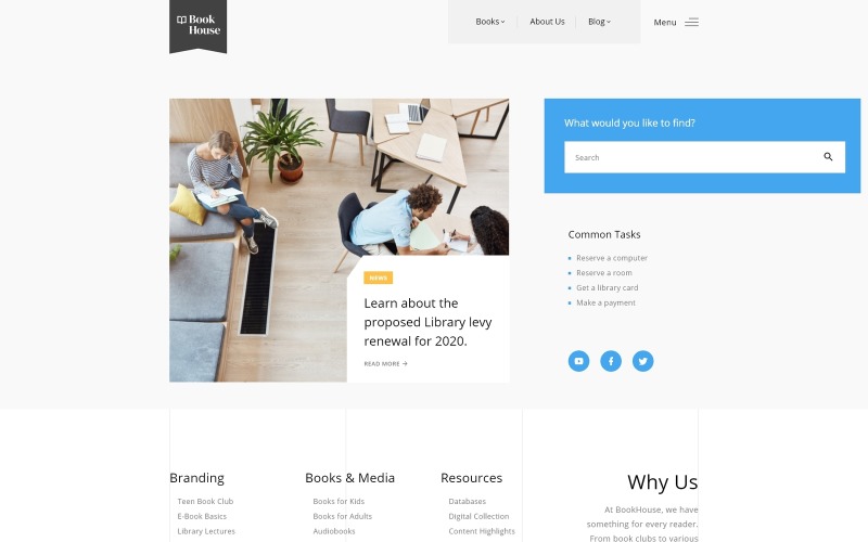 BookHouse - шаблон сайта городской библиотеки