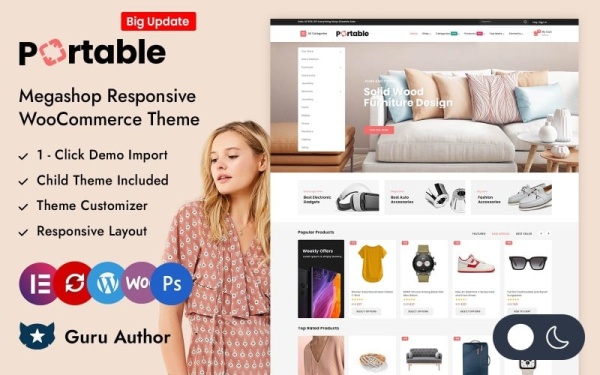 Портативный — адаптивная тема Megashop Elementor WooCommerce