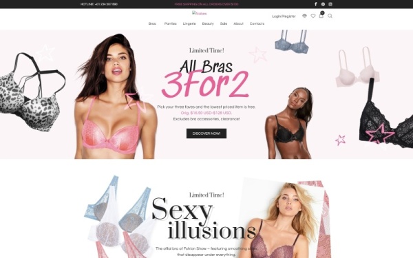 Nakes - Тема WooCommerce Lingerie ECommerce Modern Elementor