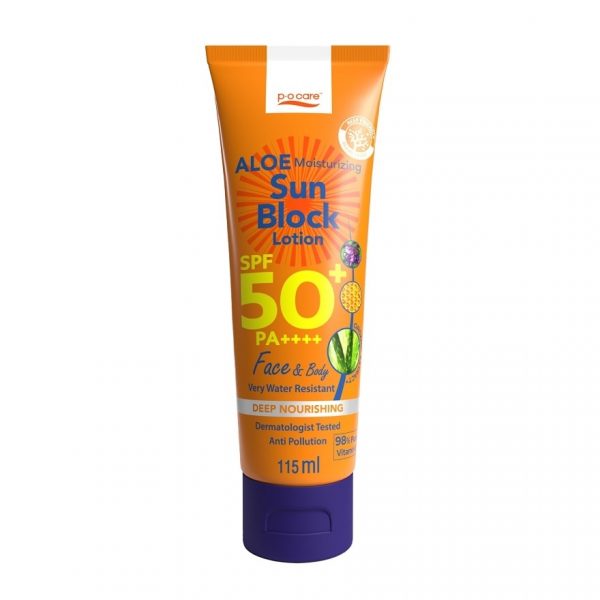 Увлажняющий солнцезащитный лосьон PO Care Aloe SPF50+ PA++++ для лица и тела 115 мл. - PO Care Aloe Moisturizing Sun Block Lotion SPF50+ PA++++ Face Body 115 Ml.