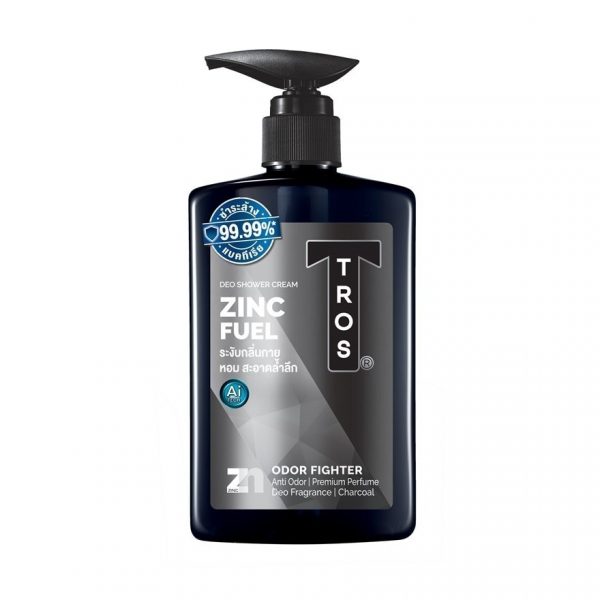 Tros Deo Крем для душа с цинком и углем 450 мл. ครีมอาบน้ำ - Tros Deo Shower Cream Zinc Fuel Charcoal 450 Ml. ครีมอาบน้ำ ระงับกลิ่นกาย