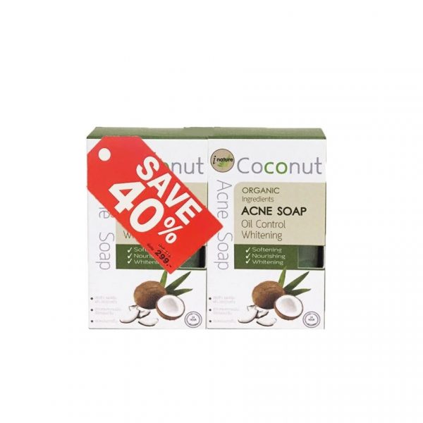 Кокосовое мыло от прыщей I-nature 120 г. Упаковка 4 шт. - I-nature Coconut Acne Soap 120 g.  Pack 4 Pcs.