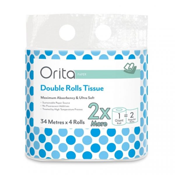 Бумажные салфетки Orita Double Rolls 34M, упаковка 4 шт. - Orita Double Rolls Tissue 34M Pack 4s
