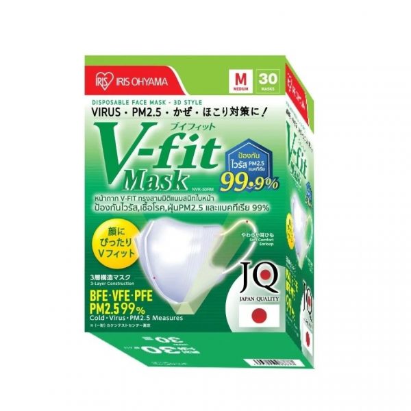 Маска для лица IRIS OHYAMA V-Fit, размер M, 30 шт. в упаковке - IRIS OHYAMA Face Mask V-Fit Size M 30 Pcs/BOX