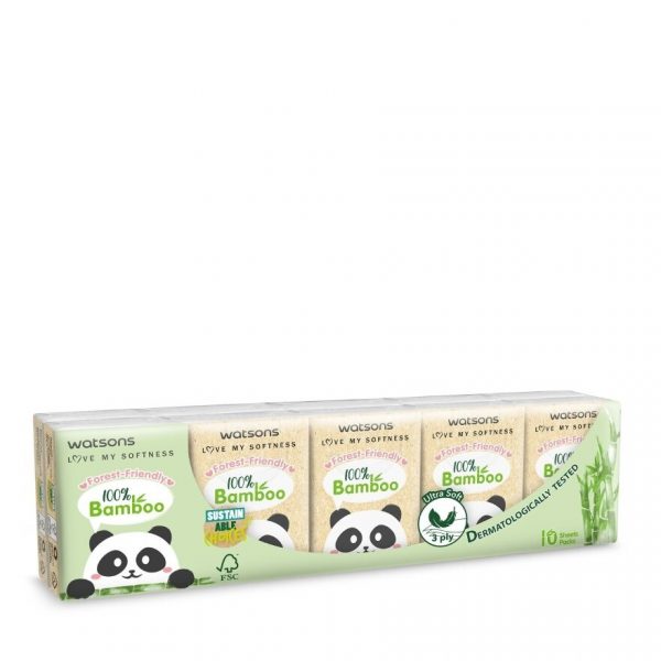 Мини-носовые платки Watsons Forest Friendly Bamboo, 3-слойные, 10 шт. - Watsons Forest Friendly Bamboo Mini Hankies 3ply 10pcs.