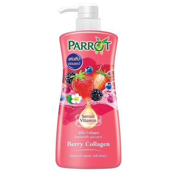 Крем-сыворотка для душа Parrot с витамином и ягодным коллагеном 450 мл. ครีมอาบน้ำ - Parrot Shower Cream Serum Vitamin Berry Collagen 450 Ml. ครีมอาบน้ำ