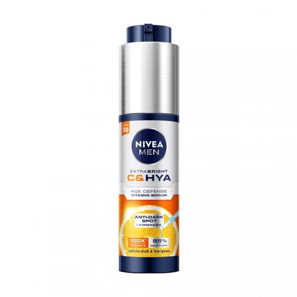Nivea Men Extra Bright C Hya Age Defense Витаминная сыворотка SPF30 45 мл. เซรั่มบำรุงผิวผู - Nivea Men Extra Bright C  Hya Age Defense Vitamin Serum SPF30 45 Ml. เซรั่มบำรุงผิวผู