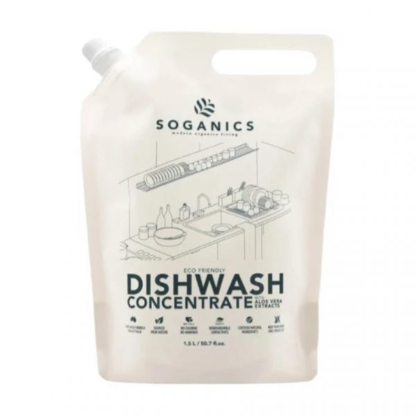 Сменная насадка для мытья посуды SOGANICS - Алоэ вера 1,5 л - SOGANICS Dishwashing Liquid Refill - Aloe Vera 1.5L
