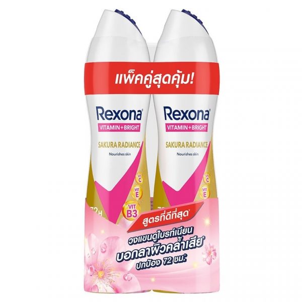 Rexona Spray Витамин + Антиперспирант Bright Sakura Radiance 135 мл. Двойной пакет - Rexona Spray Vitamin + Bright Sakura Radiance Antiperspirant 135 Ml. Twin Pack สเปรย์