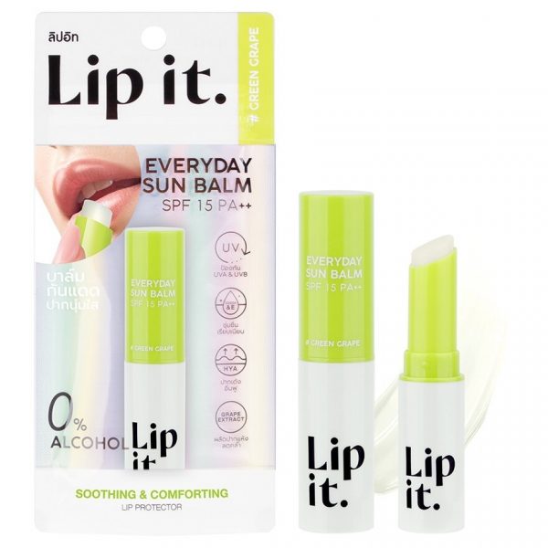 Солнцезащитный бальзам Lip It Everyday SPF15 PA++ 3 г. Зеленый виноград - Lip It Everyday Sun Balm SPF15 PA++ 3g. Green Grape