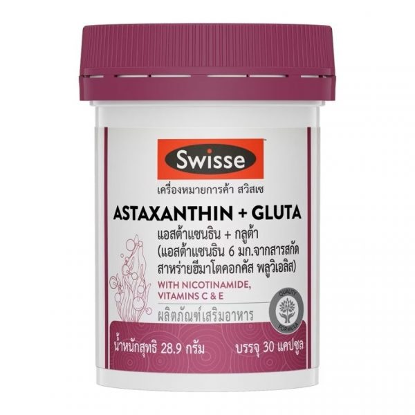 Swisse Astaxanthin + Gluta 30 капсул (астаксантин 6 мг с никотинамидом, витамин С) - Swisse Astaxanthin + Gluta 30 Capsules (Astaxanthin 6 mg. with Nicotinamide Vitamin C